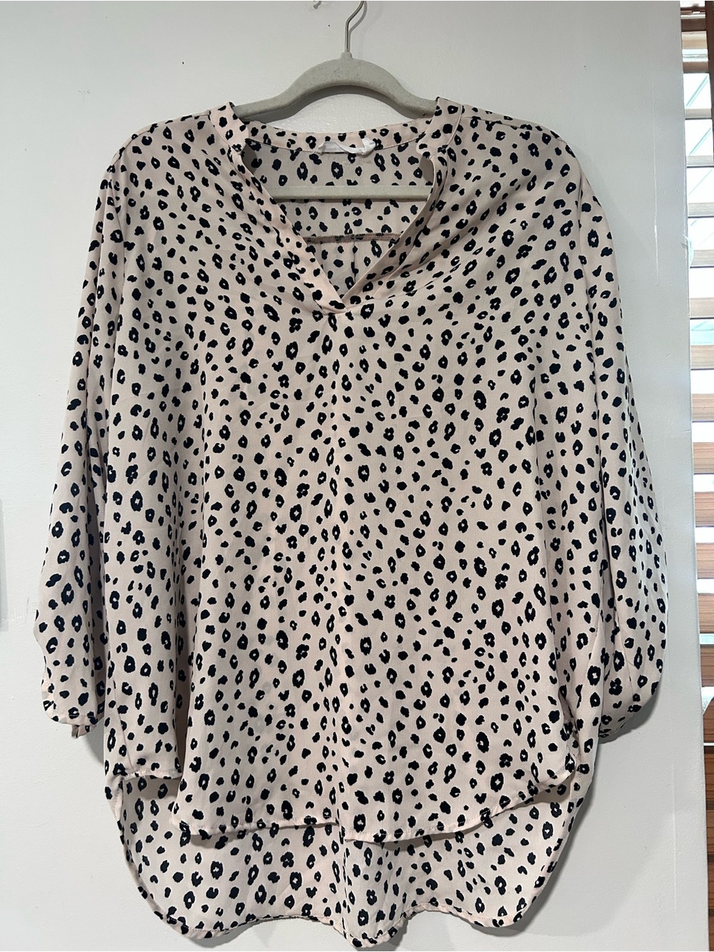 LUSH Leopard Print Blouse XL Roll Tab Sleeve High Low Top